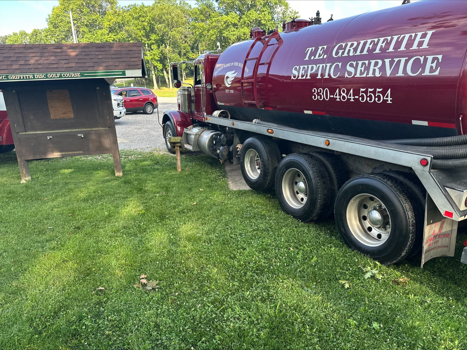 T.E. Griffith septic tank truck on-site.